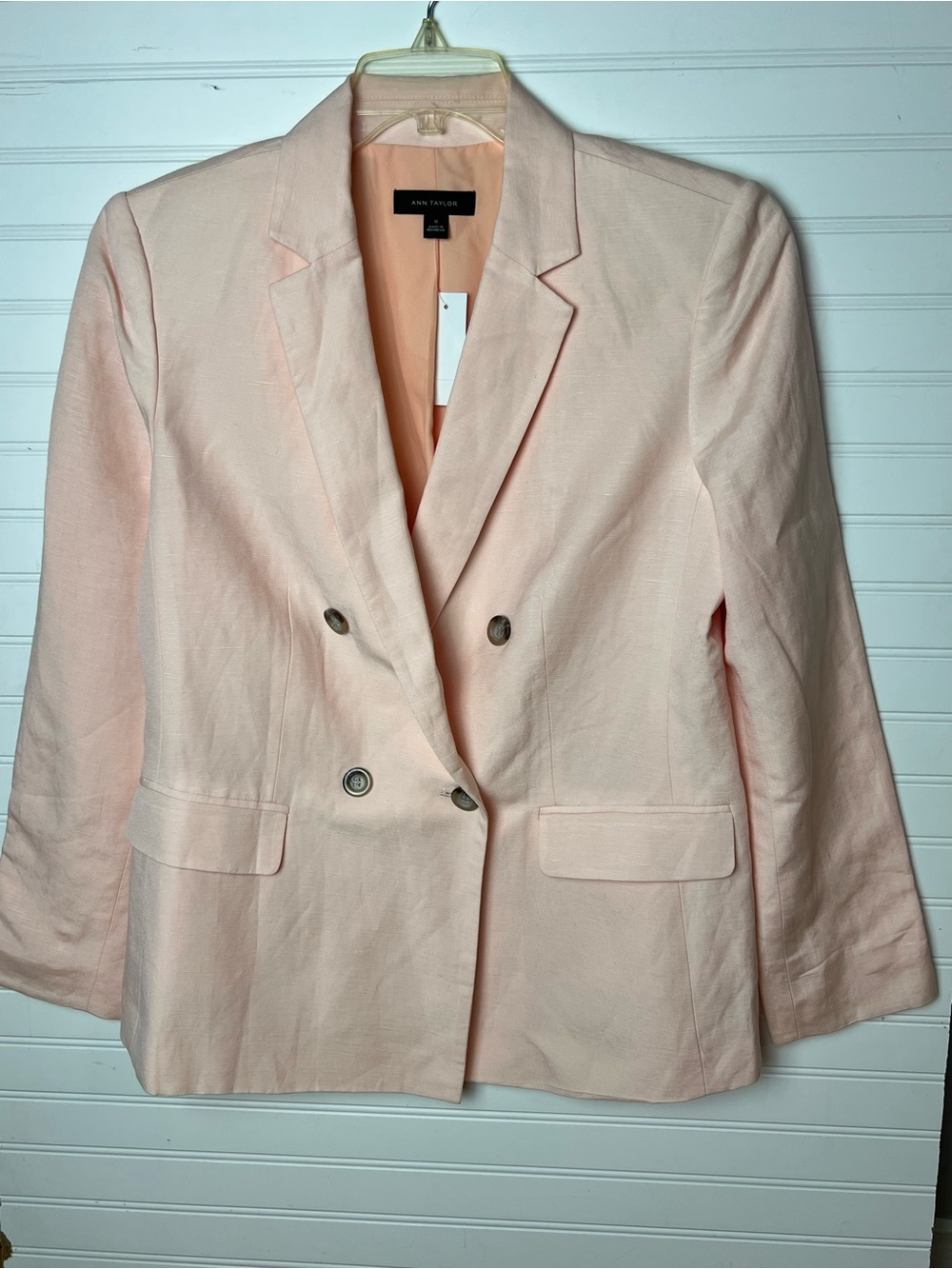 NWT Ann Taylor Blush Peach Linen-Blend Blazer Size 12